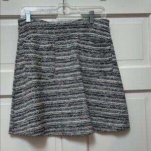 LOFT Black and White Textured A-Line Skirt